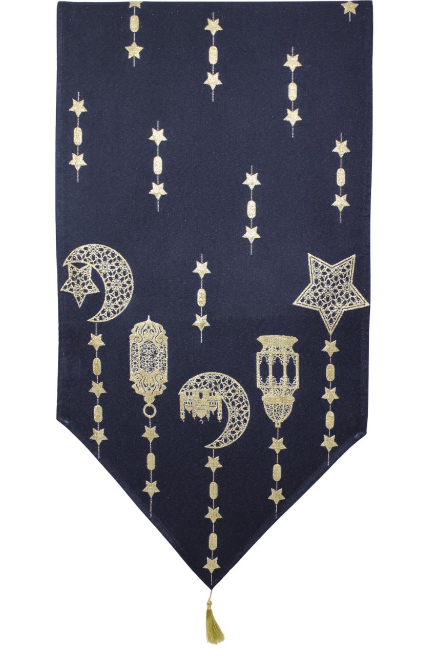 BELIEVE RAMAZAN FENER JAKARLI DOKUMA GOBLEN DEKORATİF SİYAH SİMLİ PÜSKÜLLÜ RUNNER 40*140