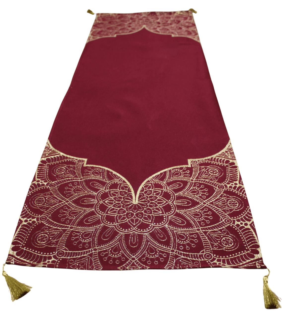 BELIEVE RAMAZAN JAKARLI DOKUMA GOBLEN DEKORATİF KIRMIZI SİMLİ PÜSKÜLLÜ RUNNER 40*140