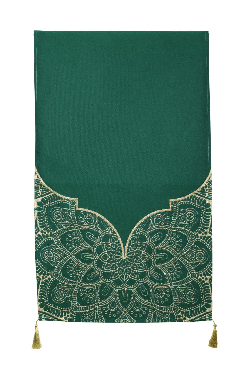 BELIEVE RAMAZAN JAKARLI DOKUMA GOBLEN DEKORATİF YEŞİL SİMLİ PÜSKÜLLÜ RUNNER 40*140