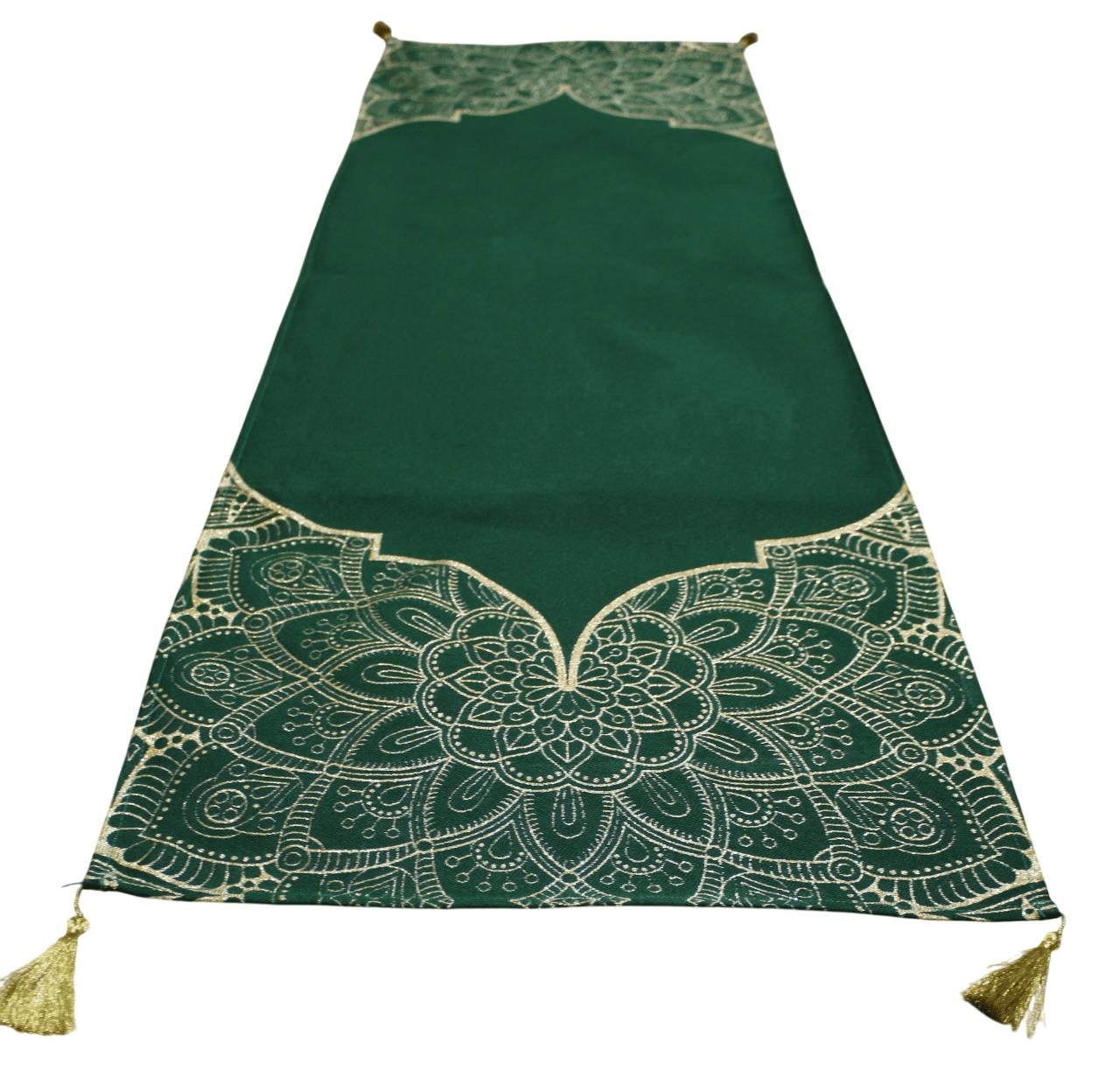 BELIEVE RAMAZAN JAKARLI DOKUMA GOBLEN DEKORATİF YEŞİL SİMLİ PÜSKÜLLÜ RUNNER 40*140