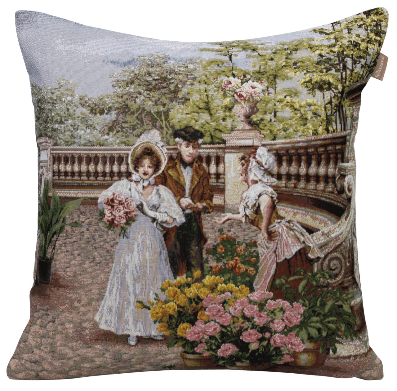 BELIEVE SADİE C JAKARLI DOKUMA GOBLEN DEKORATİF İNSANLI RÖNESANS KIRLENT KILIFI 45*45