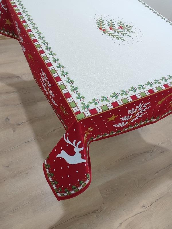 BELIEVE SELEN JAKARLI DOKUMA GOBLEN DEKORATİF MASA ÖRTÜSÜ 140 x 140