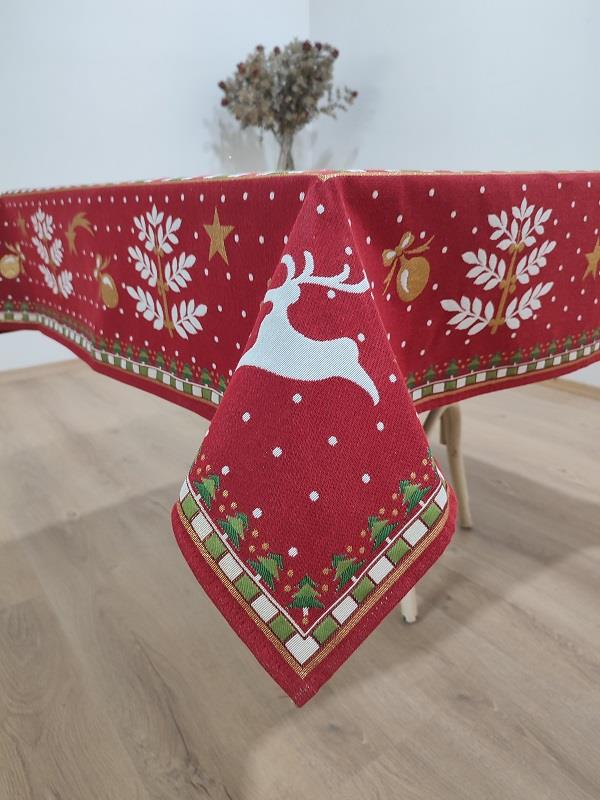 BELIEVE SELEN JAKARLI DOKUMA GOBLEN DEKORATİF MASA ÖRTÜSÜ 140 x 140