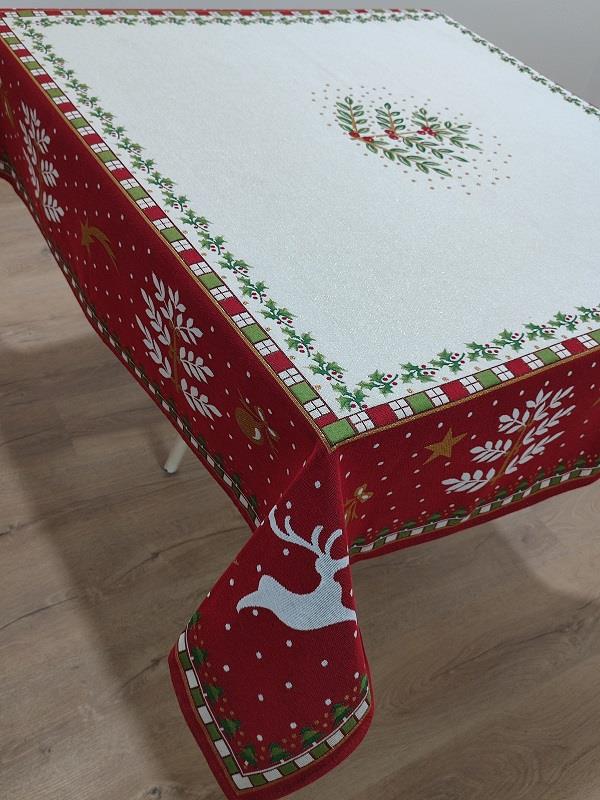 BELIEVE SELEN JAKARLI DOKUMA GOBLEN DEKORATİF MASA ÖRTÜSÜ 140 x 180