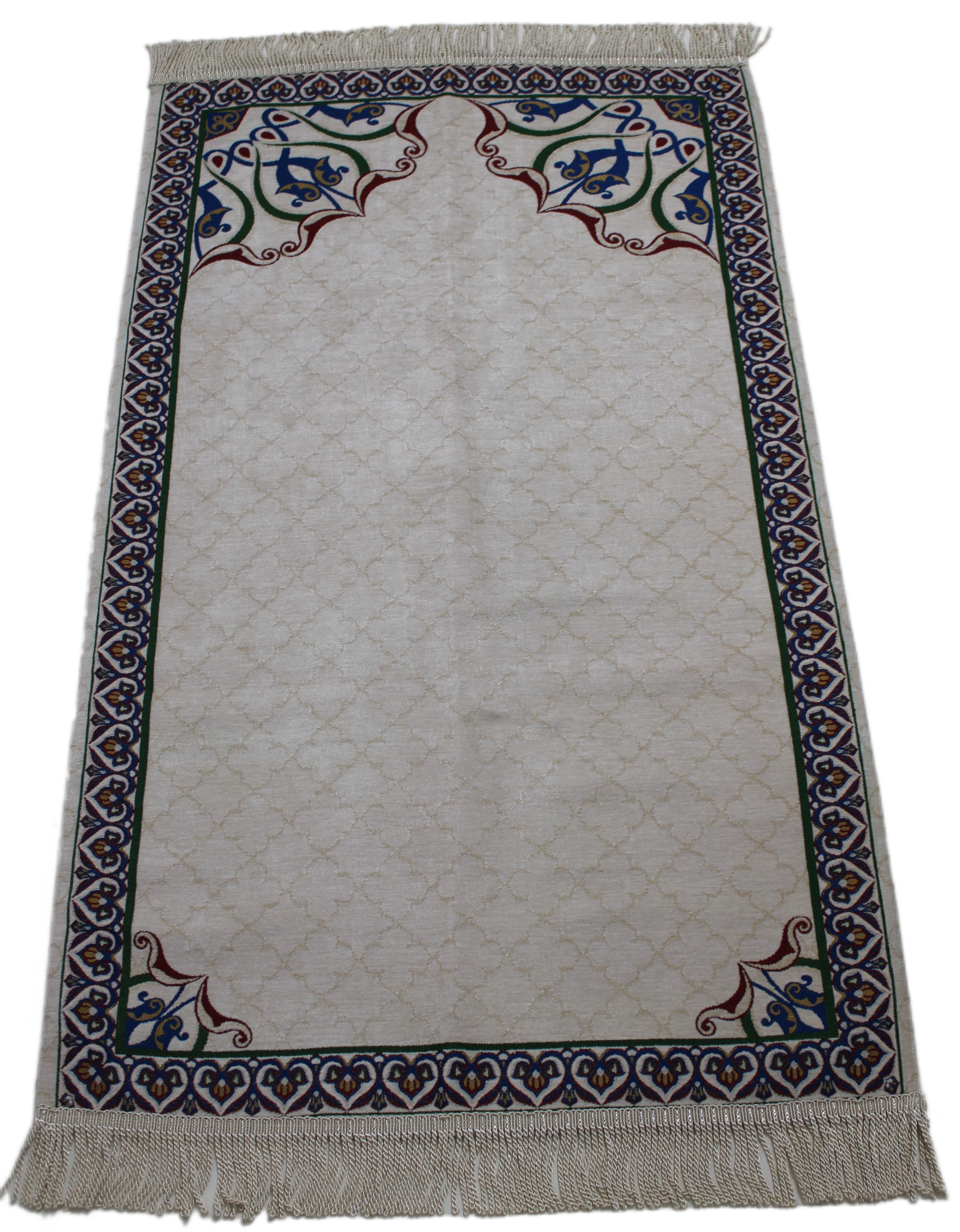 BELIEVE SERRA JAKARLI DOKUMA GOBLEN DEKORATİF ŞÖNİL SECCADE BEYAZ 70x120