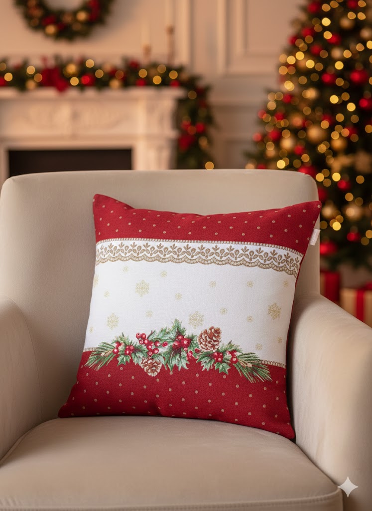 BELIEVE SHAY JAKARLI DOKUMA GOBLEN DEKORATİF YILBAŞI KOZALAK KOKİNA KIRLENT KILIFI 45*45