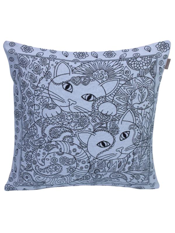 BELİEVE VEKTÖREL KEDİ JAKARLI DOKUMA GOBLEN DEKORATİF 45*45 KIRLENT