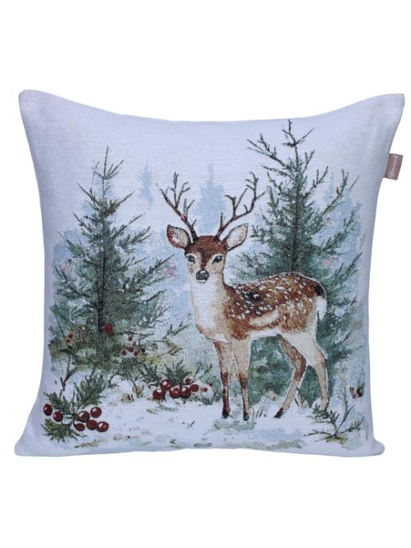 BELİEVE YAVRU CEYLAN JAKARLI DOKUMA GOBLEN DEKORATİF YILBAŞI SİMLİ KIRLENT 45*45