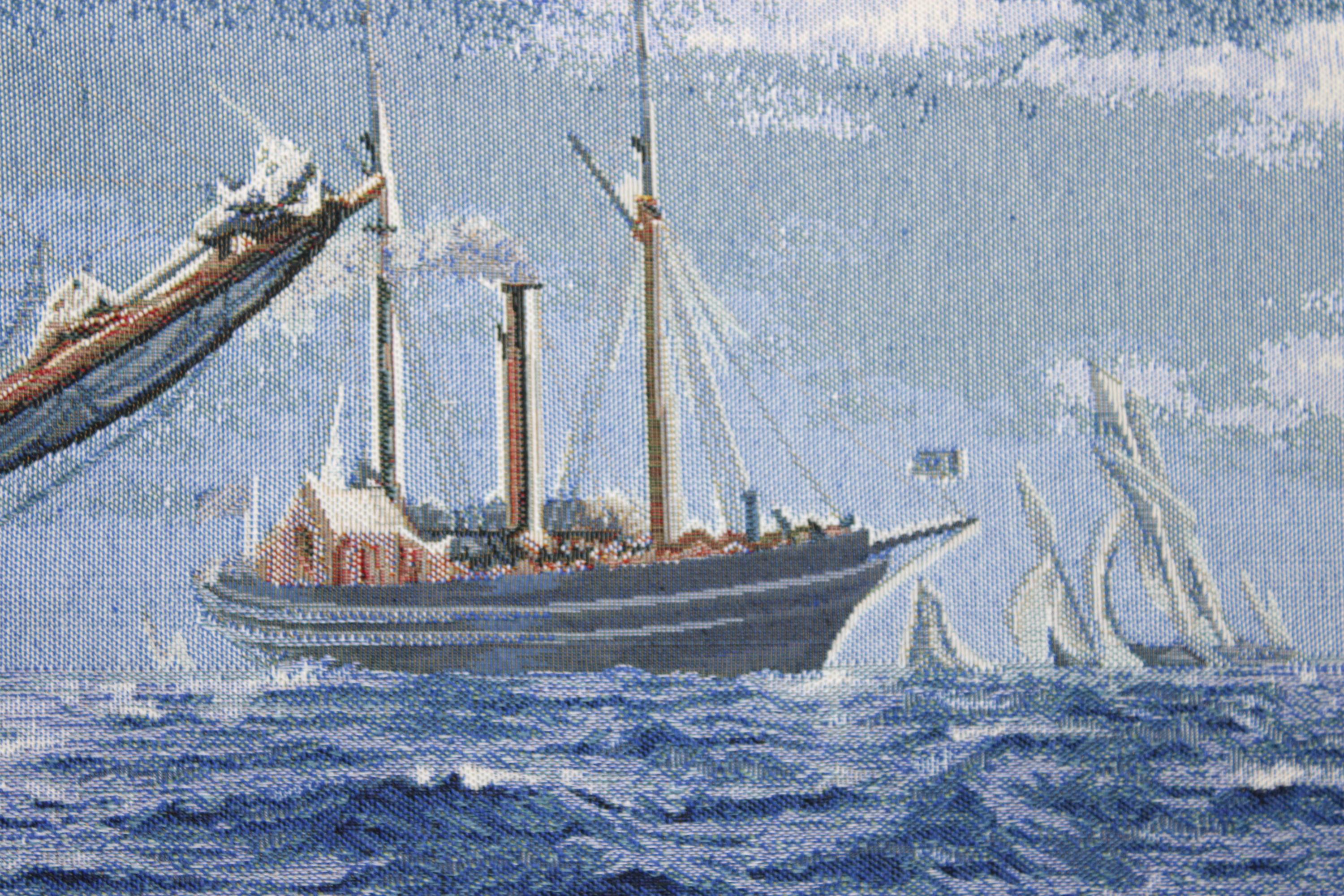 BELIEVE YELKENLİ JAKARLI DOKUMA GOBLEN DEKORATİF ÇERÇEVESİZ PANO TABLO 70*140