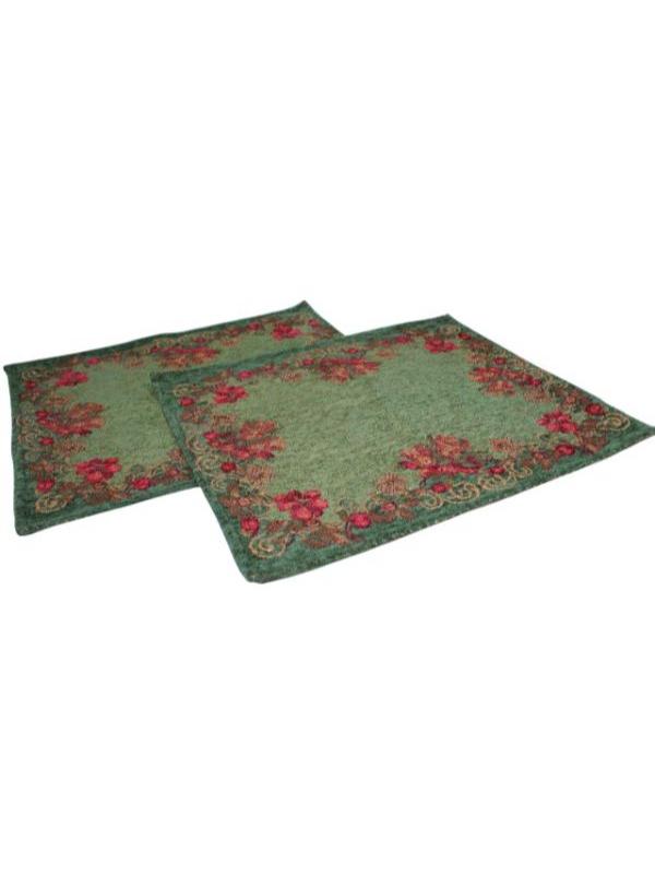 BELIEVE YEŞİL YILBAŞI ZİLİ SİMLİ JAKARLI DOKUMA GOBLEN DEKORATİF AMERİKAN SERVİSİ 2Lİ 34*40