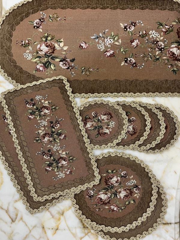 BELIEVE ZARİFE JAKARLI DOKUMA GOBLEN DEKORATİF ÇAY SETİ KAHVE