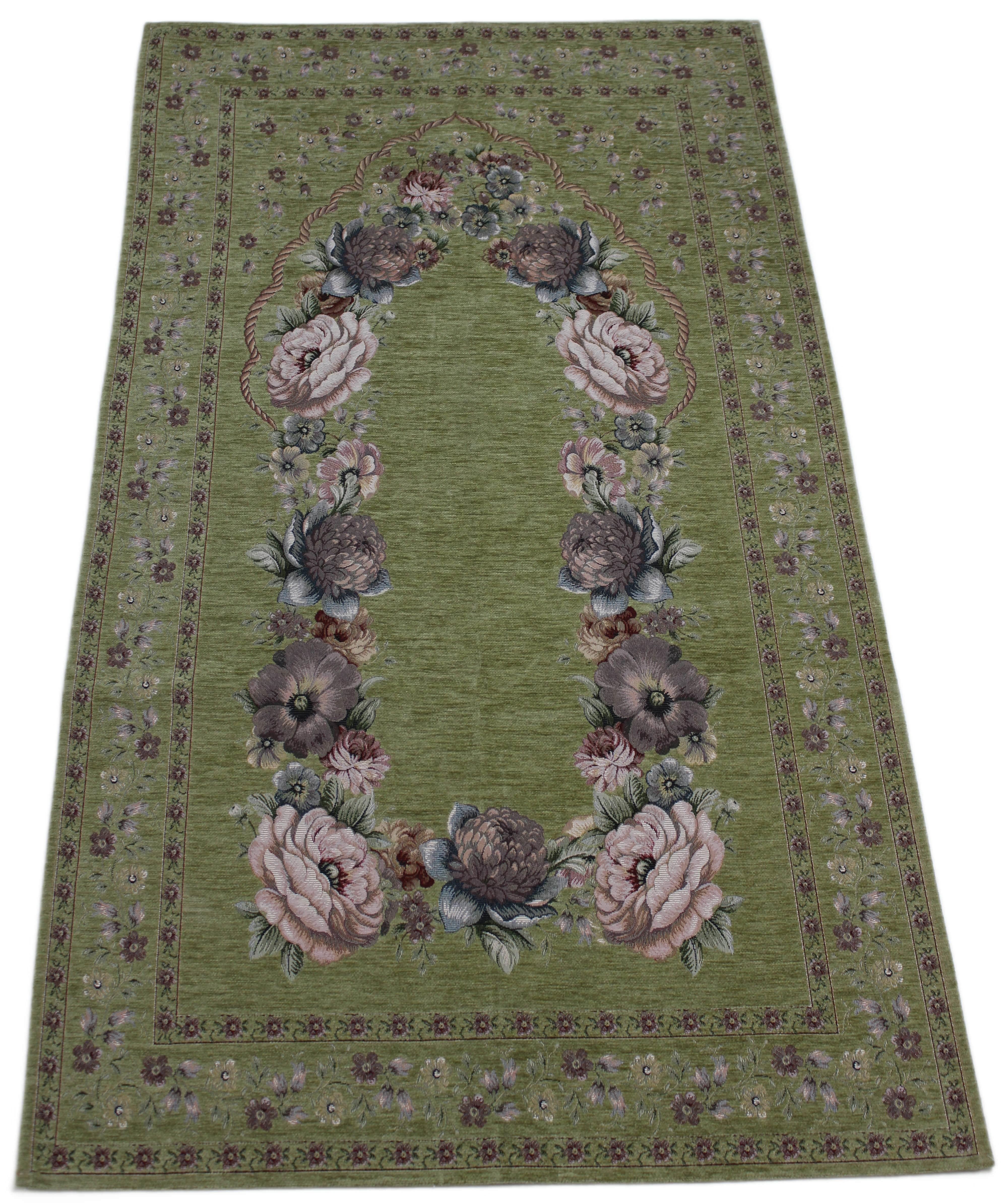 BELIEVE KINAY AKARALI DOKUMA GOBLEN ŞÖNİLLİ SECCADE ASGARİ YEŞİL 70x120