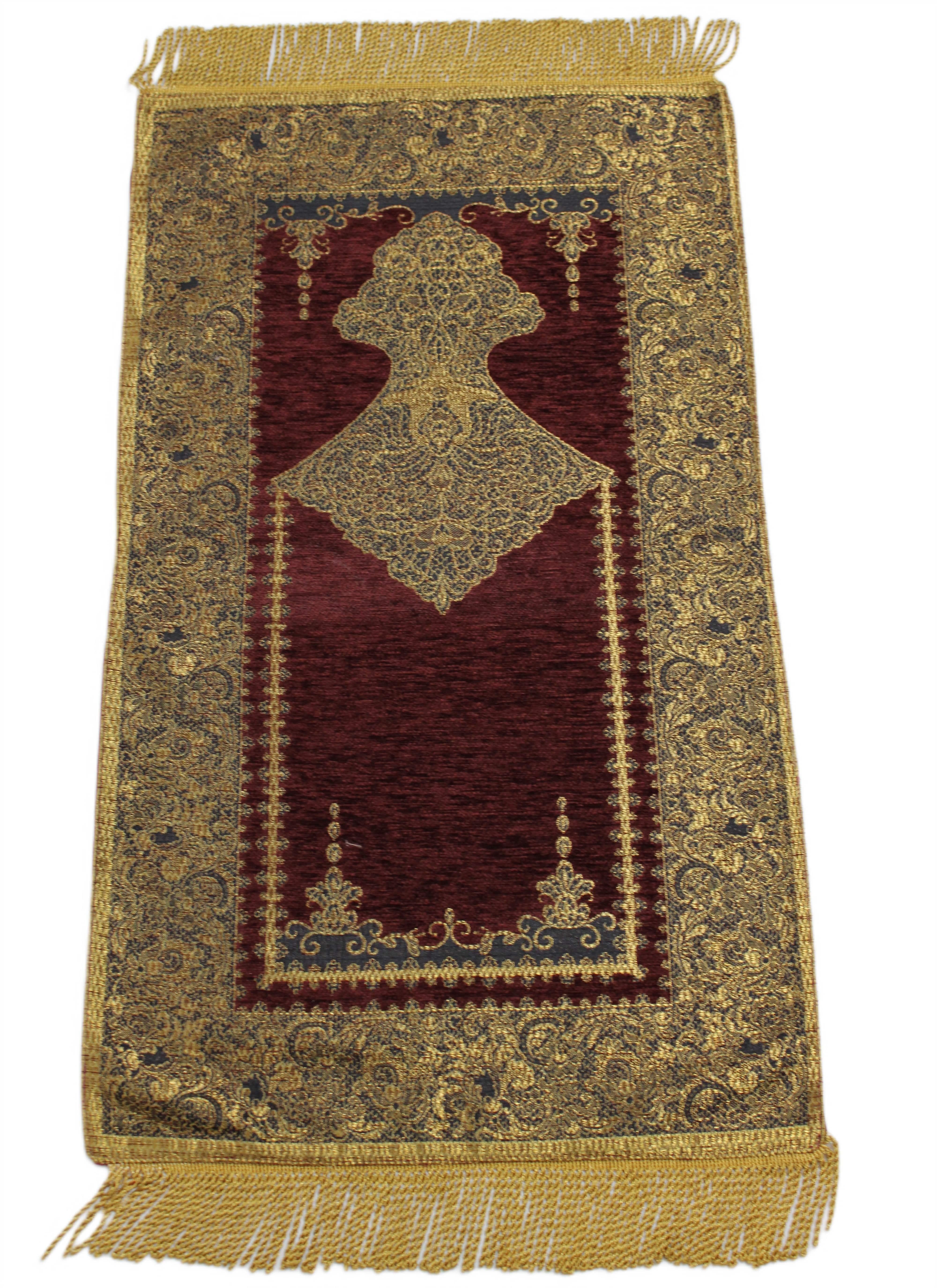 BELIEVE NURSACE JAKARLI DOKUMA GOBLEN DEKORATİF ŞÖNİL ÇOCUK SECCADE BORDO SİMLİ 50X80