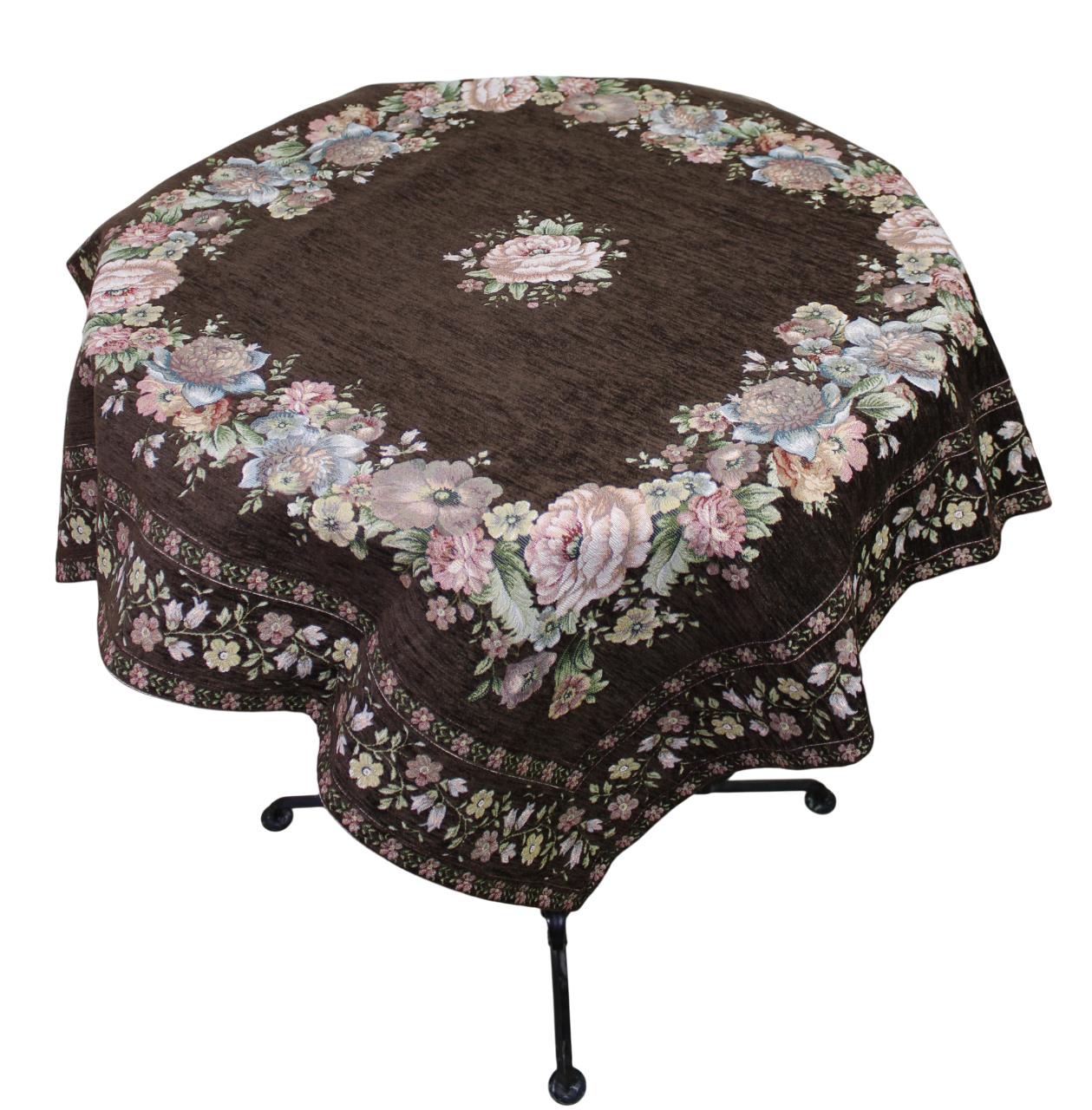 BELIEVE KINAY MASA ÖRTÜSÜ JAKARLI DOKUMA GOBLEN DEKORATİF 100*100 ACI KAHVE ŞÖNİL