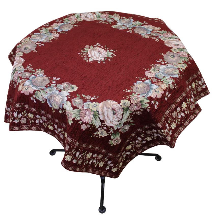 BELIEVE KINAY MASA ÖRTÜSÜ JAKARLI DOKUMA GOBLEN DEKORATİF 100*100 BORDO ŞÖNİL