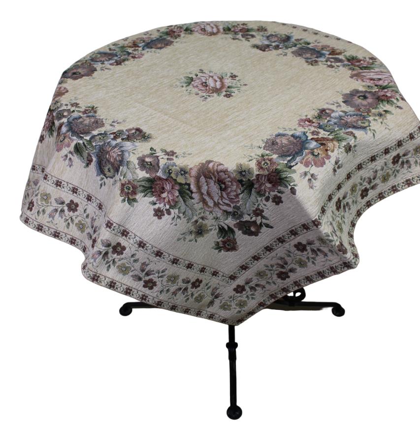 BELIEVE KINAY MASA ÖRTÜSÜ JAKARLI DOKUMA GOBLEN DEKORATİF 100*100 KREM ŞÖNİL