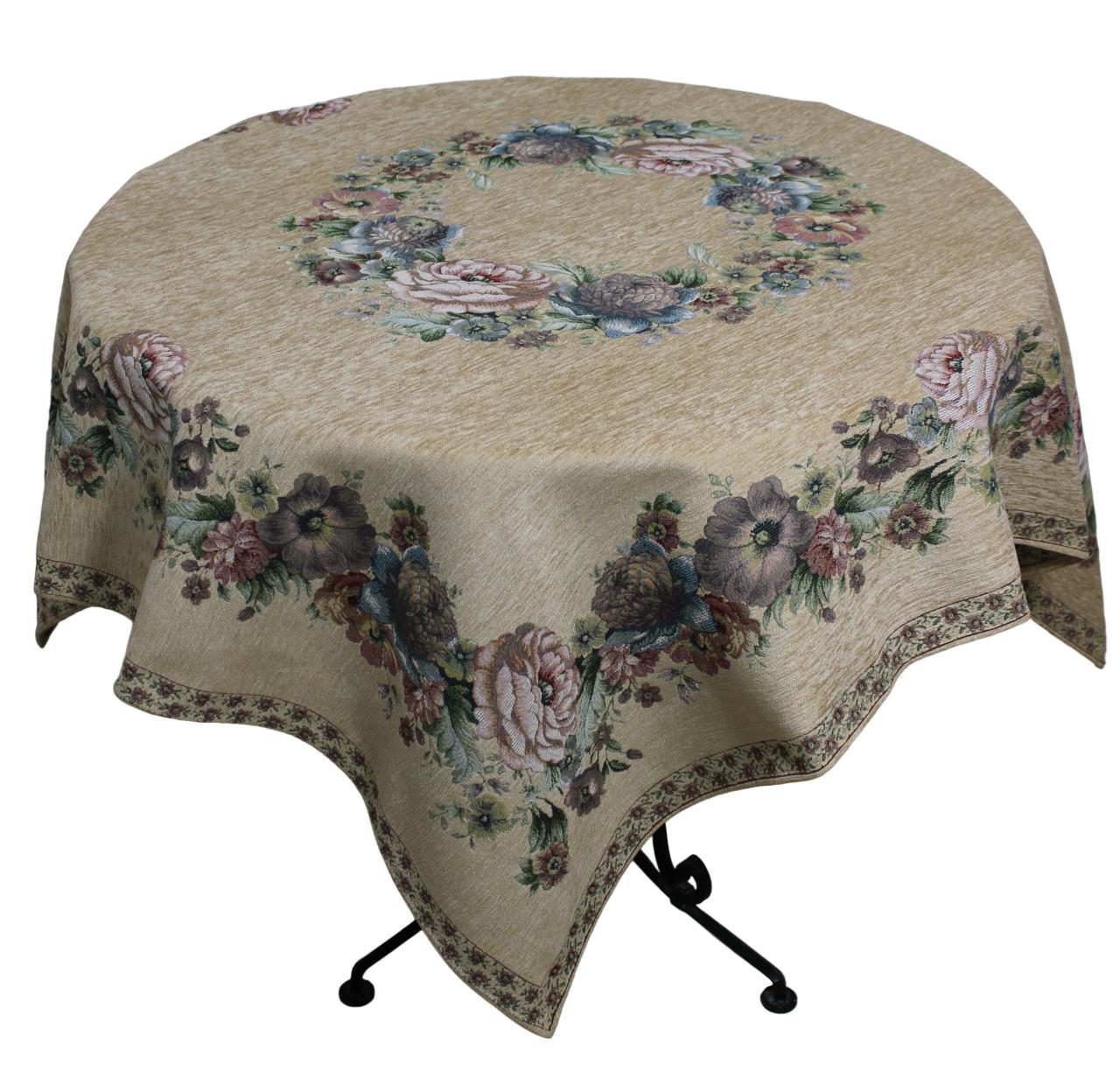 BELIEVE KINAY MASA ÖRTÜSÜ JAKARLI DOKUMA GOBLEN DEKORATİF 140*140 S.KAHVE ŞÖNİ