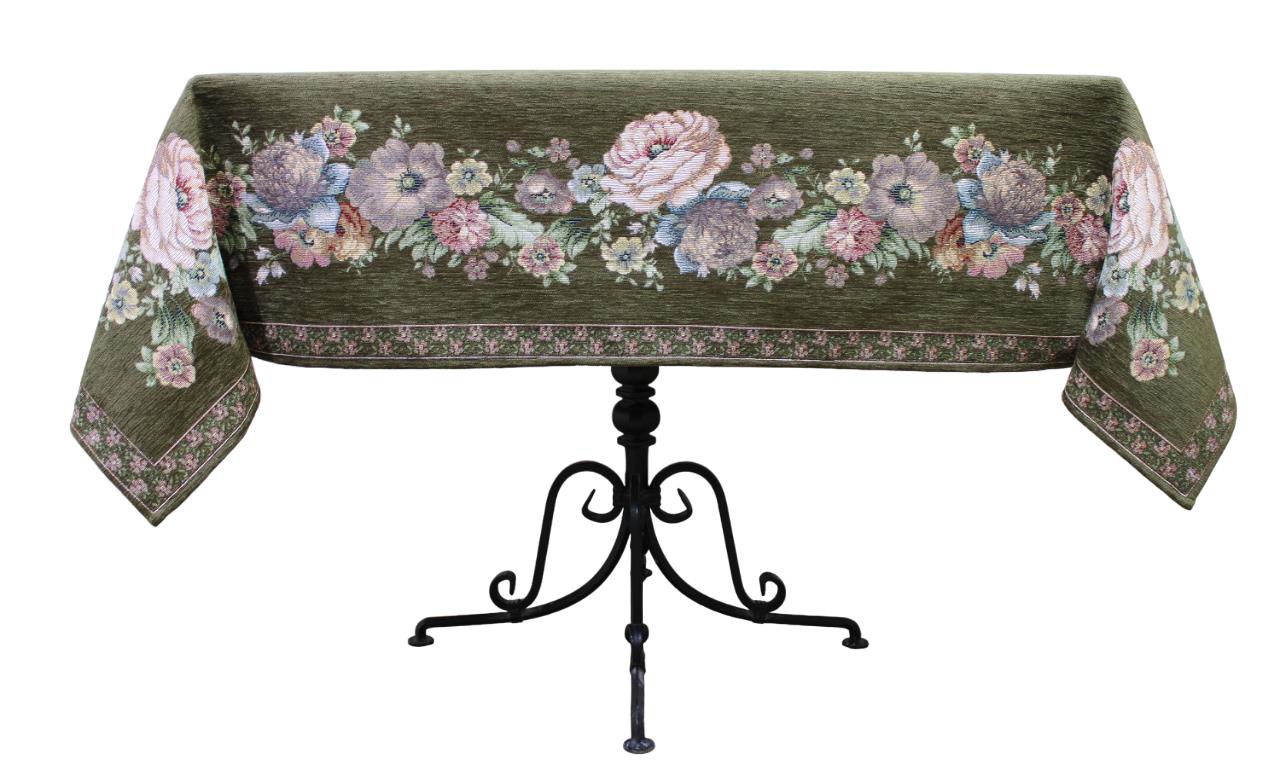 BELIEVE KINAY MASA ÖRTÜSÜ GOBLEN DEKORATİF 100*100 ACI KAHVE ŞÖNİL 160*160 ZEYTUNİ ŞÖNİL