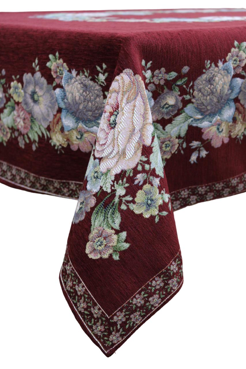 BELIEVE KINAY MASA ÖRTÜSÜ JAKARLI DOKUMA GOBLEN DEKORATİF 160*260 BORDO ŞÖNİL