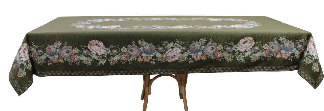 BELIEVE KINAY MASA ÖRTÜSÜ JAKARLI DOKUMA GOBLEN DEKORATİF 160*260 ZEYTUNİ ŞÖNİL