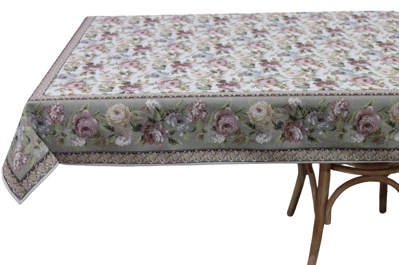 BELIEVE VANİLLA MASA ÖRTÜSÜ JAKARLI DOKUMA GOBLEN DEKORATİF 140*240 KEMİK - YEŞİL