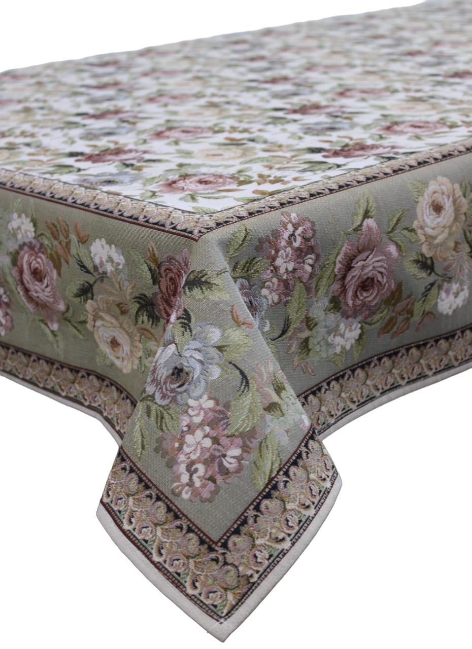 BELIEVE VANİLLA MASA ÖRTÜSÜ JAKARLI DOKUMA GOBLEN DEKORATİF 140*240 KEMİK - YEŞİL
