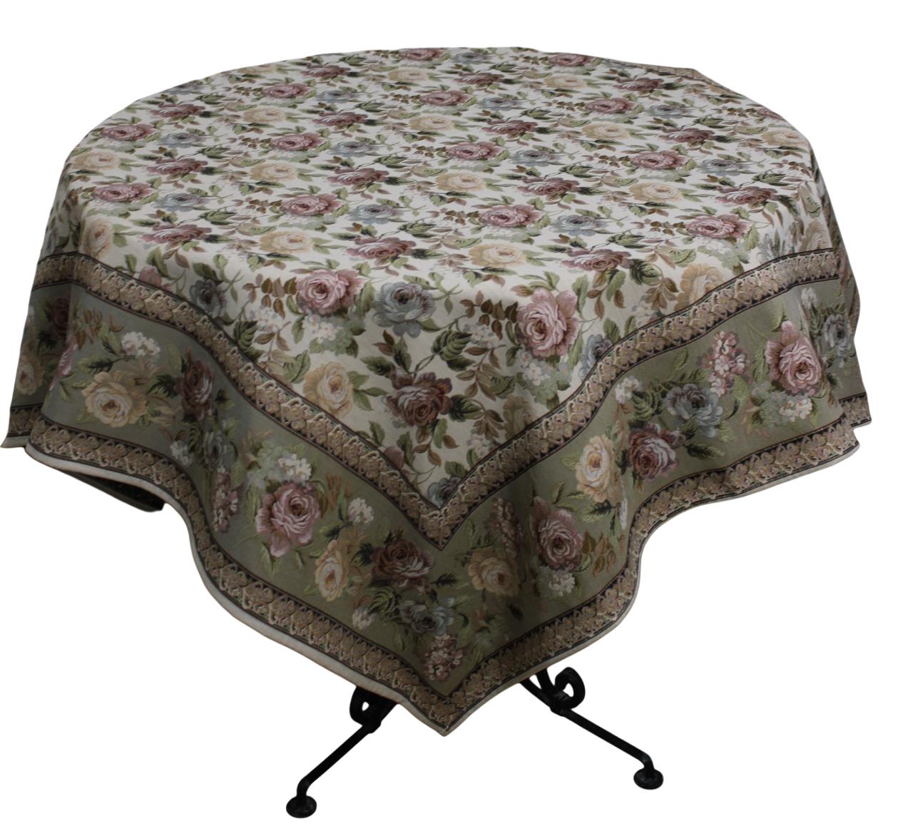 BELIEVE VANİLLA MASA ÖRTÜSÜ JAKARLI DOKUMA GOBLEN DEKORATİFKEMİK - YEŞİL 140*140