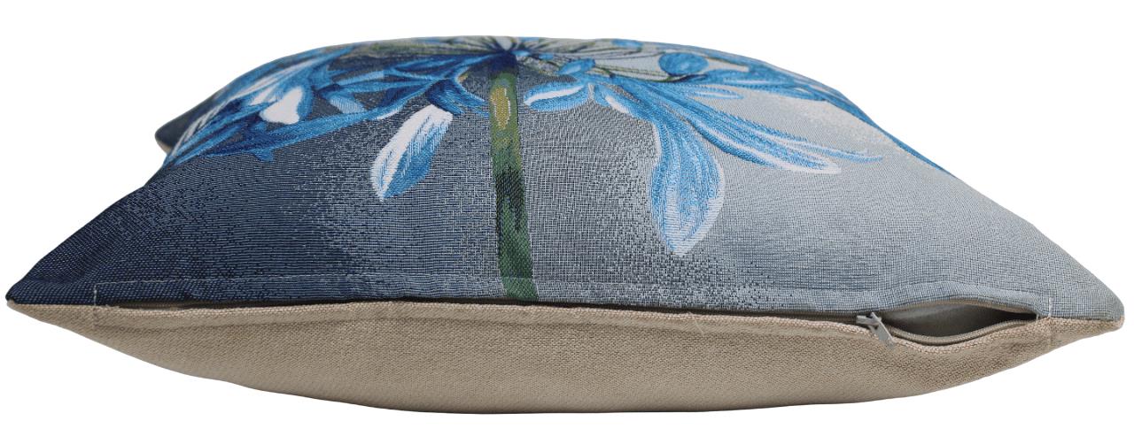 BELIEVE ALİUM MAVİ-GRİ JAKARLI DOKUMA GOBLEN  DEKORATİF KIRLENT KILIFI 45*45