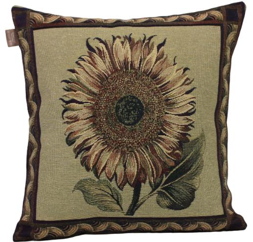 BELIEVE AYÇİÇEĞİ JAKARLI DOKUMA GOBLEN DEKORATİF KIRLENT KILIFI  40*40