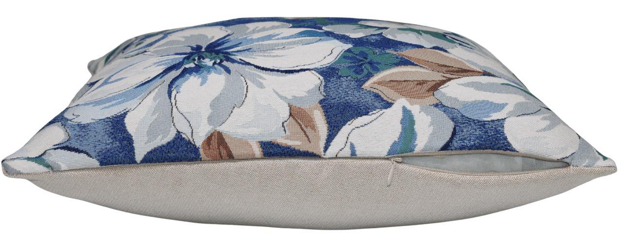 BELIEVE BLUE NATURE MAVİ JAKARLI DOKUMA  GOBLEN  DEKORATİF HERCAİ MENEKŞE ÇİÇEĞİ KIRLENT KILIFI 45*45