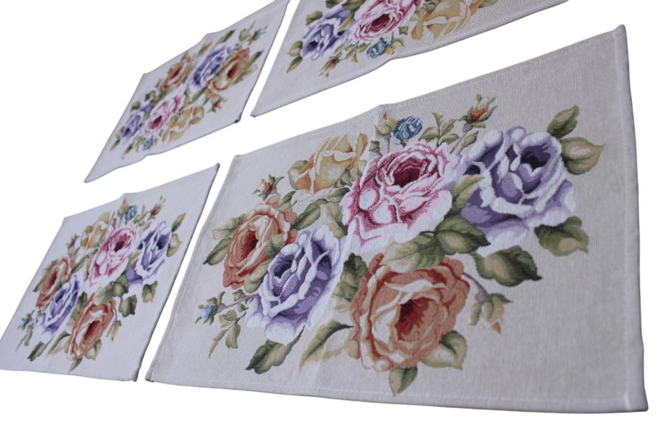 BELIEVE CAROLİNE JAKARLI DOKUMA GOBLEN DEKORATİF  AMERİKAN SERVİSİ 4LÜ 35*50