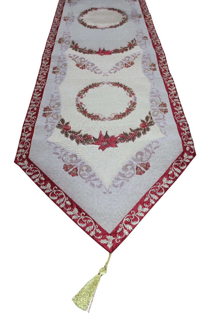 BELIEVE ÇELENKLİ JAKARLI DOKUMA GOBLEN DEKORATİF  SİMLİ YILBAŞI RUNNER 40*180