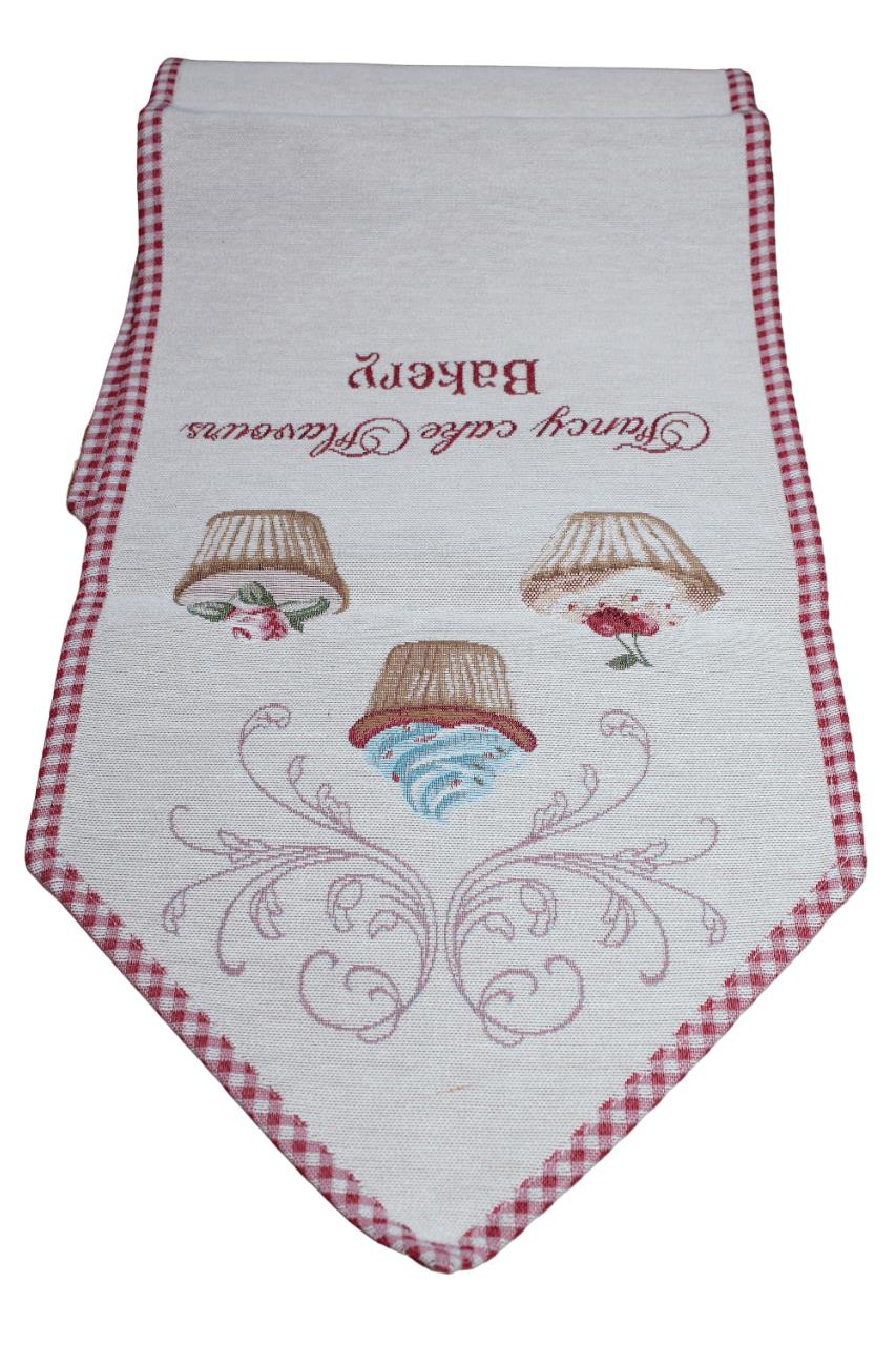 BELIEVE CUPCAKE JAKARLI DOKUMA GOBLEN DEKORATİF   RUNNER 30*110 KEMİK