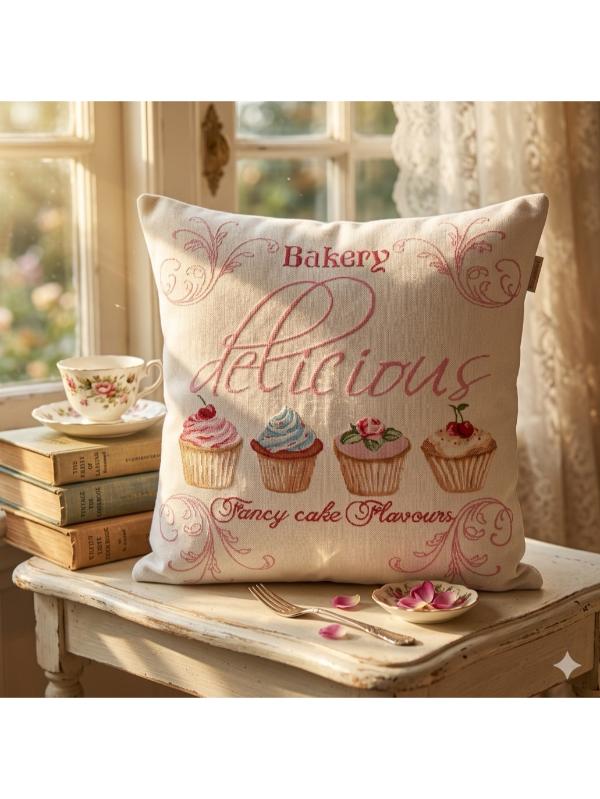 BELIEVE CUPCAKE JAKARLI DOKUMA GOBLEN DEKORATİF KIRLENT KILIFI 45*45
