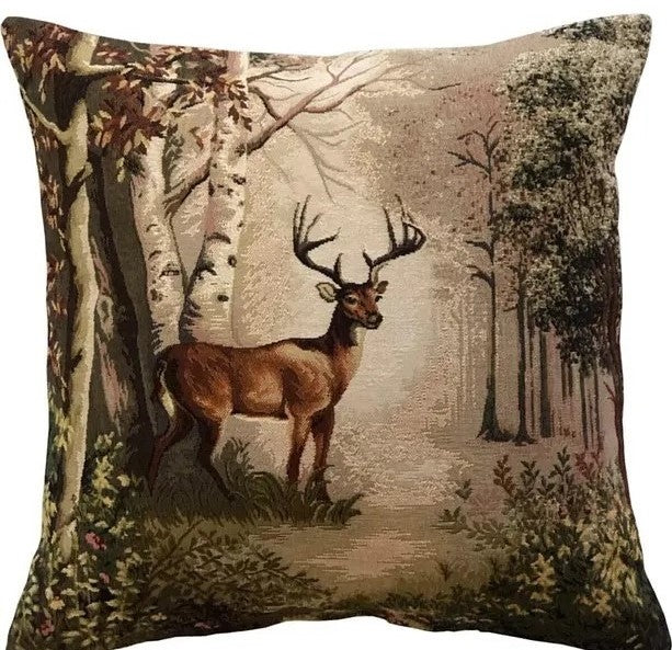 BELIEVE DEER TARTAN JAKARLI DOKUMA GOBLEN DEKORATİF KIRLENT KILIFI 45*45