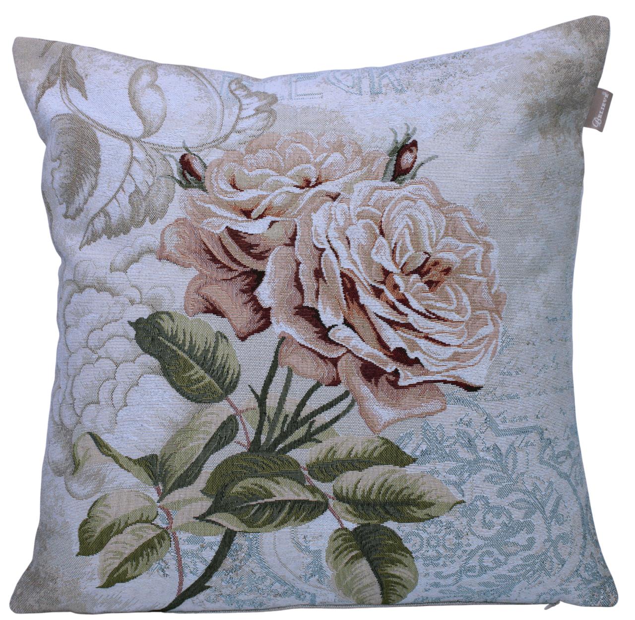 BELIEVE EBRAR JAKARLI DOKUMA GOBLEN DEKORATİF GÜLLÜ  KIRLENT KILIFI 45*45