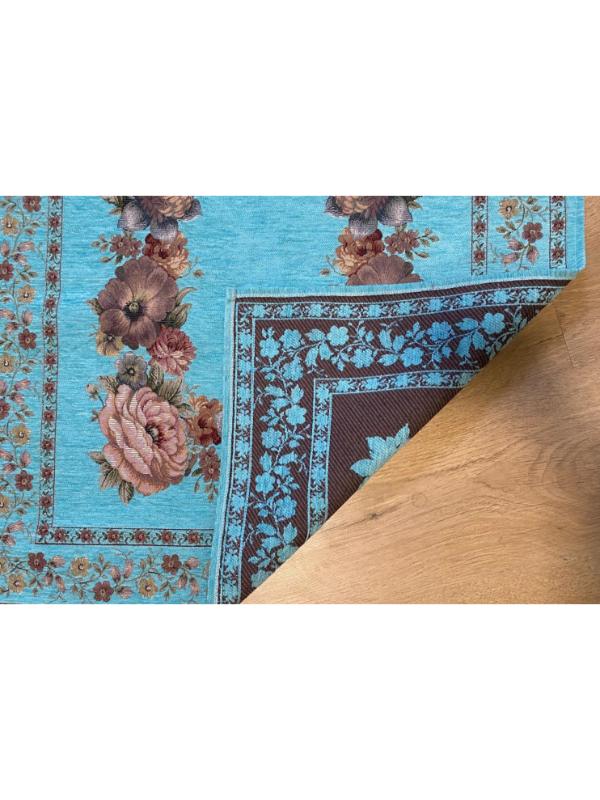 BELİEVE FİRUZE MAVİSİ JAKARLI DOKUMA GOBLEN DEKORATİF ASTARSIZ SAÇAKSIZ ŞÖNİLLİ SECCADE 70*115