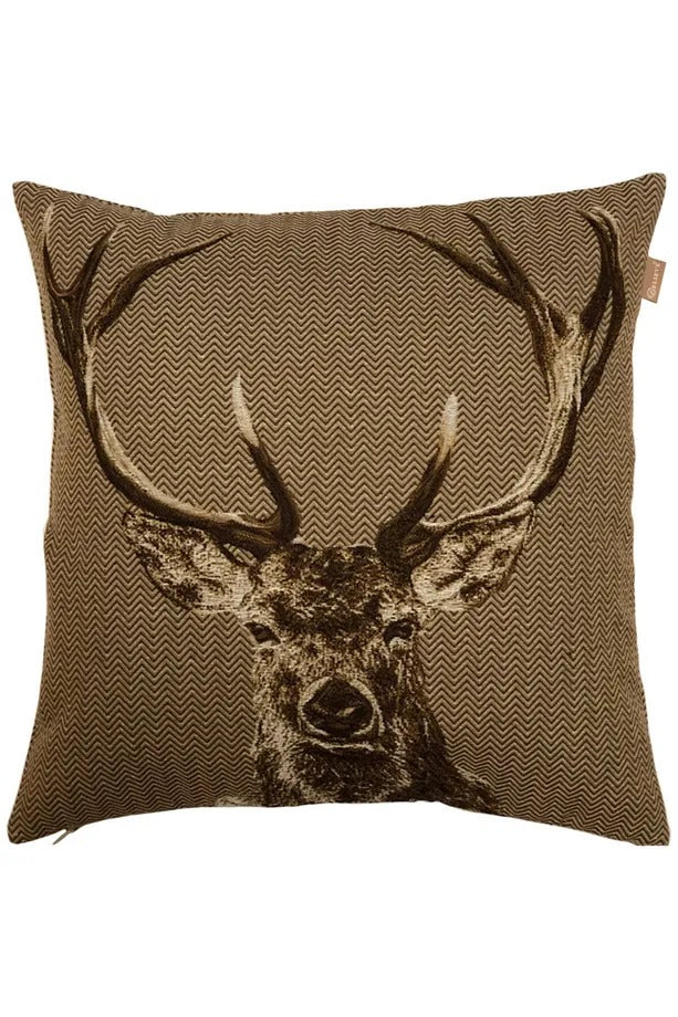 BELIEVE GEYİK KAFASI JAKARLI DOKUMA GOBLEN  DEKORATİF KIRLENT KILIFI 45*45