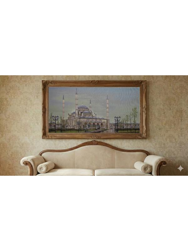 BELİEVE GROZNİ CAMİ DOKUMA GOBLEN DEKORATİF ÇERÇEVESİZ PANO TABLO 70*135