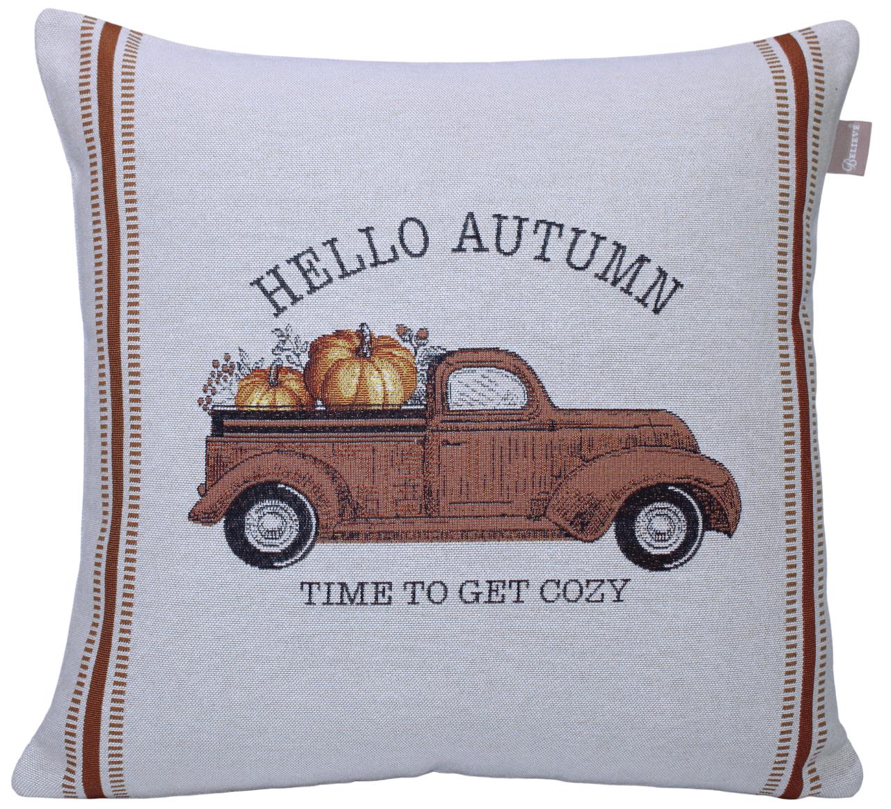 BELIEVE HELLO AUTUMN  JAKARLI DOKUMA GOBLEN   DEKORATİF SONBAHAR KIRLENT KILIFI 45*45