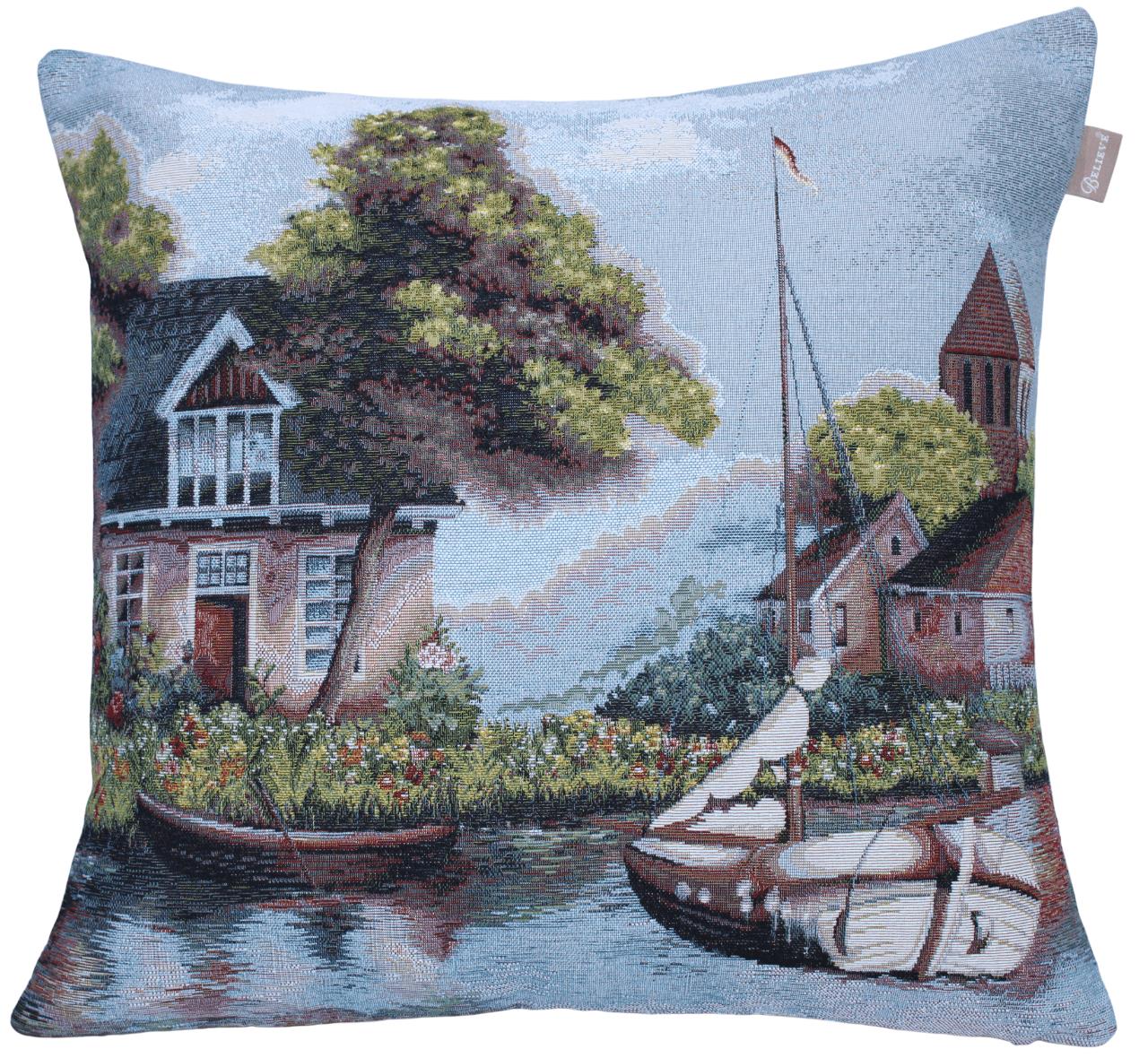 BELIEVE HOME LAKE JAKARLI DOKUMA GOBLEN   DEKORATİF KIRLENT KILIFI  45*45