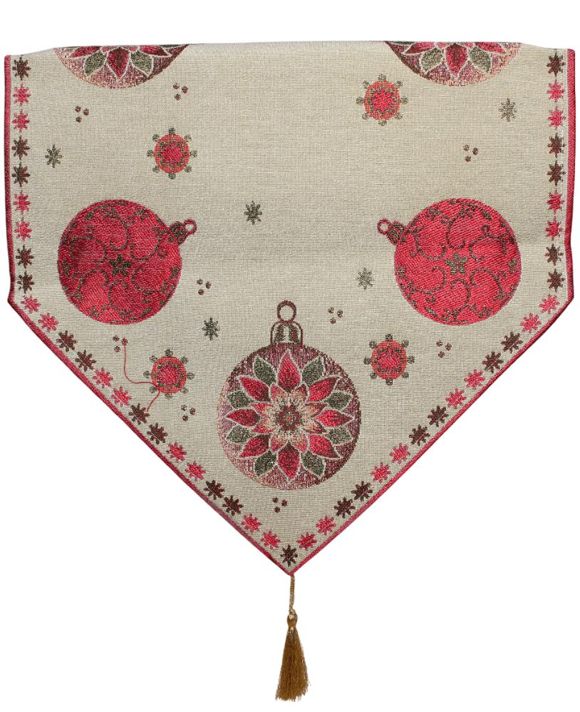 BELIEVE IŞIKLI TOPLAR JAKARLI DOKUMA GOBLEN  SİMLİ DEKORATİF YILBAŞI RUNNER 40*150