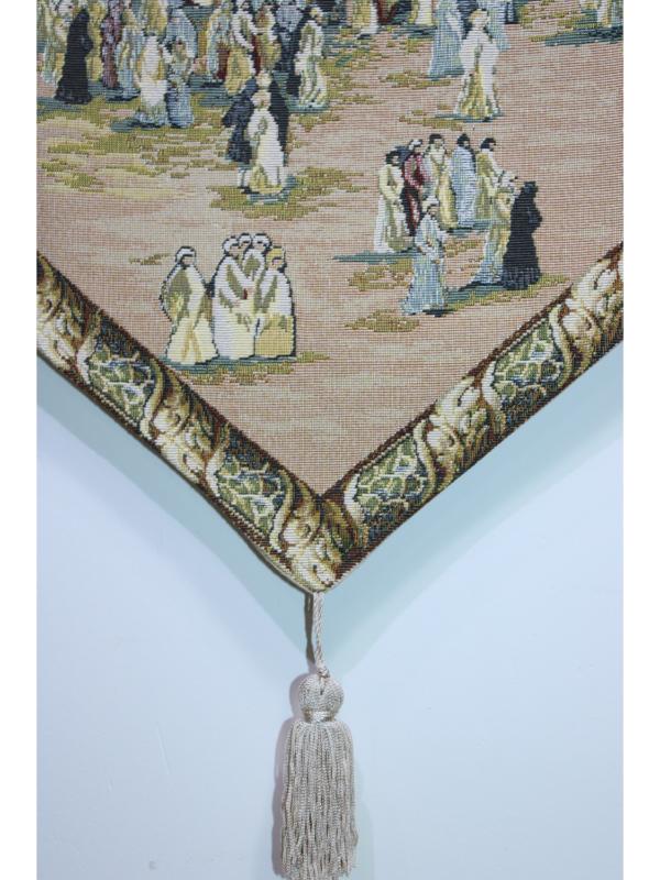 BELİEVE KABE AHŞAP ASKILI PÜSKÜLLÜ JAKARLI DOKUMA GOBLEN İSLAMİ PANO TABLO 30*90