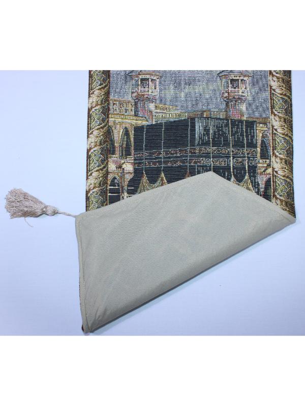 BELİEVE KABE AHŞAP ASKILI PÜSKÜLLÜ JAKARLI DOKUMA GOBLEN İSLAMİ PANO TABLO 30*90