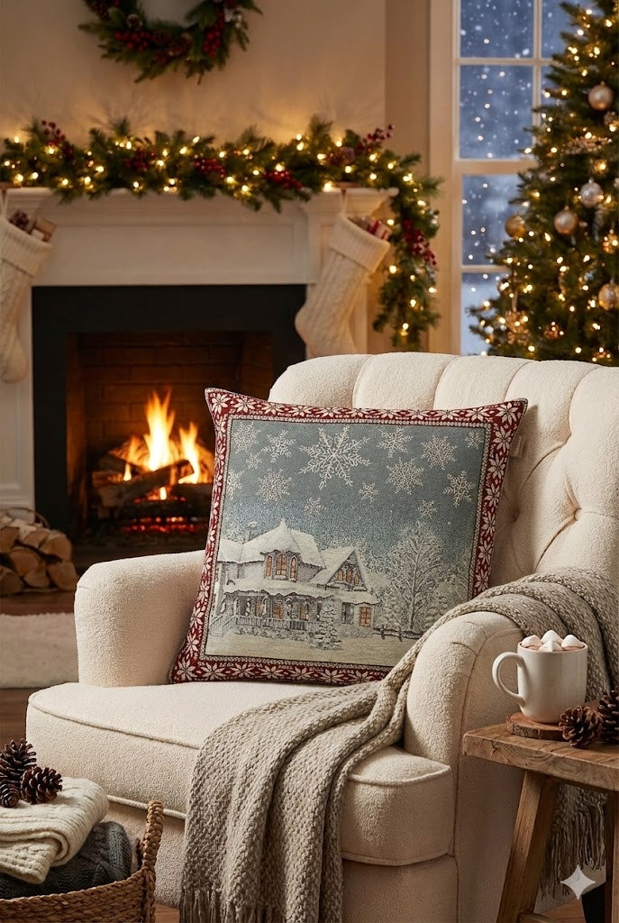 BELIEVE KARLI EV JAKARLI DOKUMA GOBLEN  DEKORATİF KIRLENT KILIFI 45*45