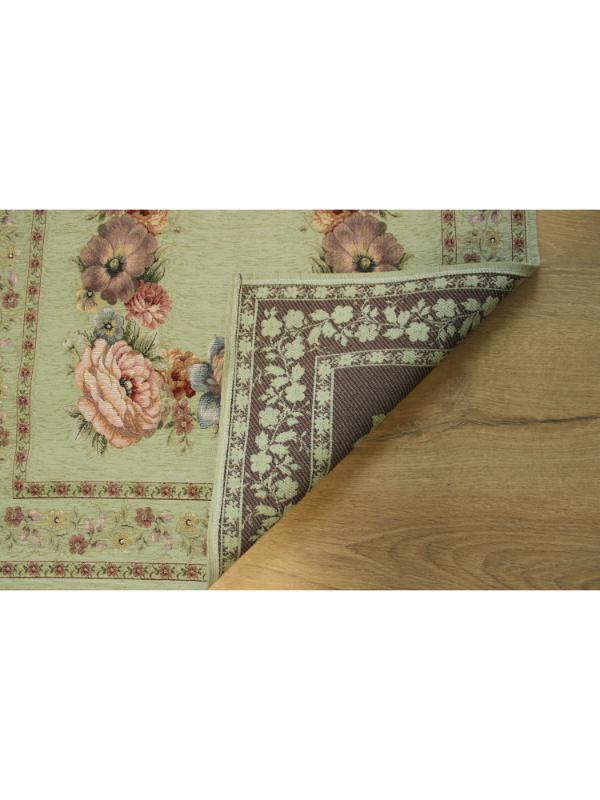 BELİEVE KINAY ANTİK YEŞİL JAKARLI DOKUMA GOBLEN  DEKORATİF ASTARSIZ SAÇAKSIZ ŞÖNİLLİ SECCADE 70*115