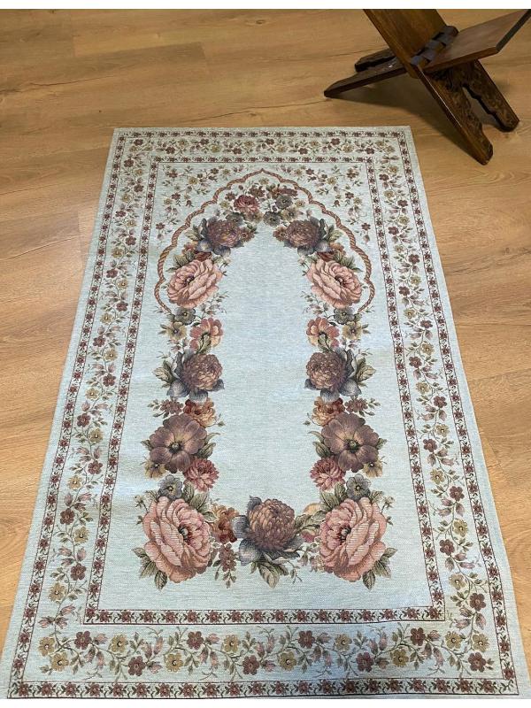 BELİEVE KINAY BUZ MAVİSİ JAKARLI DOKUMA GOBLEN DEKORATİF ASTARSIZ SAÇAKSIZ ŞÖNİLLİ SECCADE 70*115