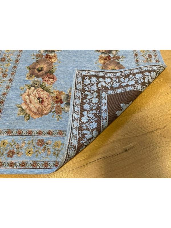 BELİEVE KINAY GÖK MAVİSİ JAKARLI DOKUMA GOBLEN  DEKORATİF ASTARSIZ SAÇAKSIZ ŞÖNİLLİ SECCADE 70*115