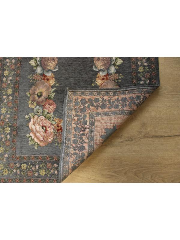 BELİEVE KINAY GRİ MAVİ JAKARLI DOKUMA GOBLEN  DEKORATİF  ASTARSIZ SAÇAKSIZ ŞÖNİLLİ SECCADE 70*115