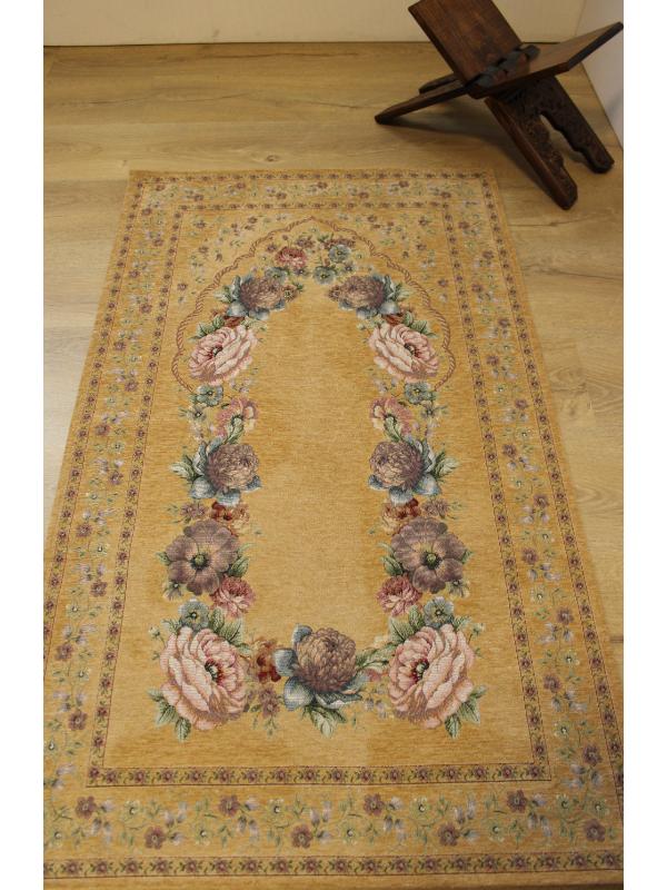 BELİEVE KINAY KARAMEL RENK JAKARLI DOKUMA GOBLEN  DEKORATİF ŞÖNİLLİ SECCADE 70*115